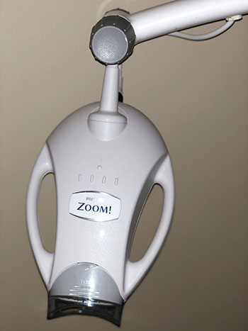 Image of Zoom teeth whitening ultraviolet light emitter used for in office services at North Shores Dental in Toronto Ontario.